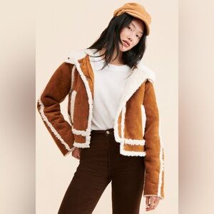 Free People Brown and Cream Jacket